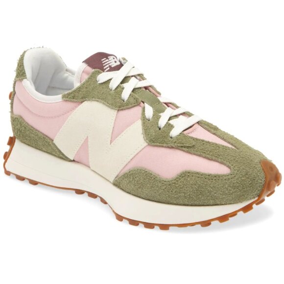 New Balance 327 Casual Women's Sneakers Shoes Size 7 Avocado Pink White NEW - Picture 4 of 10